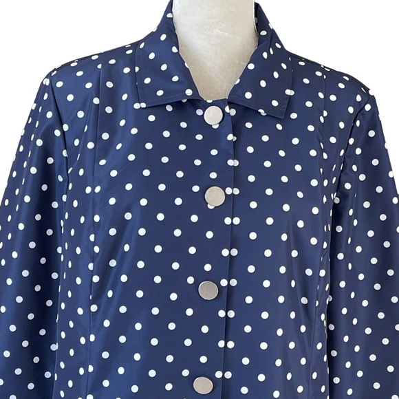 Chico’s Women’s Polka Dot Jacket Coat Size 2 Regular Size L-12 Windbreak Rain - Picture 2 of 9